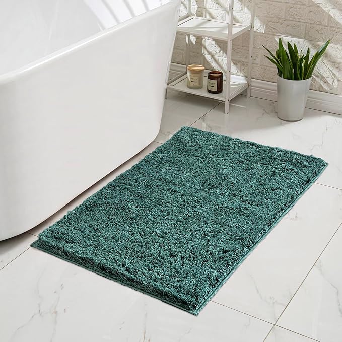 CozeCube Green Bath mats 36" x 24", Non Slip Shaggy Bathroom Rug, Ultra Soft Machine Washable Plush Pile Rugs, Fluffy Microfiber for Bedroom