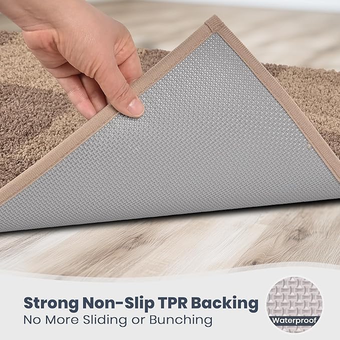 PURRUGS Bathroom Rug Non-Slip Machine Washable 30" x 46", Super Absorbent and Quick-Dry Bath Mat, Extra Soft and Plush Bath Rug for Shower, Bathtub and Sink, Grayish Brown & Coffee