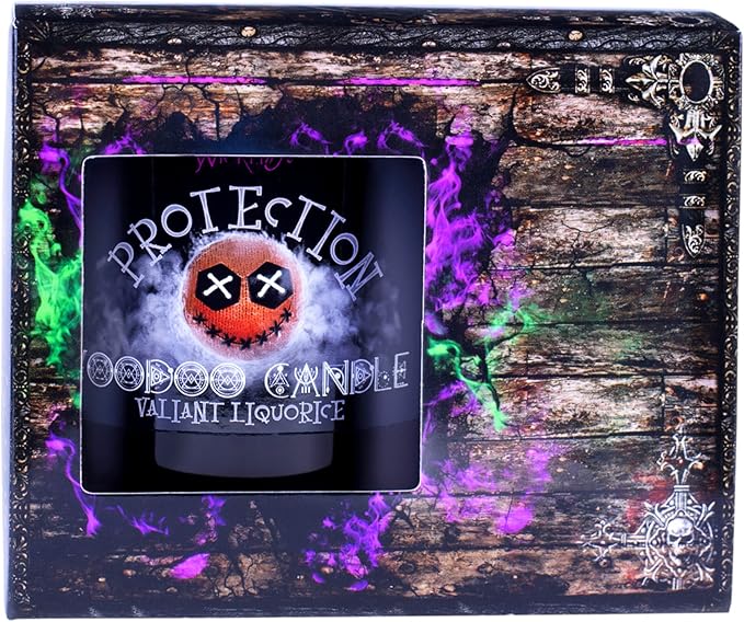 Naturally Wicked Voodoo Protection Candle Set - Inc. Voodoo Doll, Crystal, Wood Wick, Valiant Liquorice Scent & Gift Box