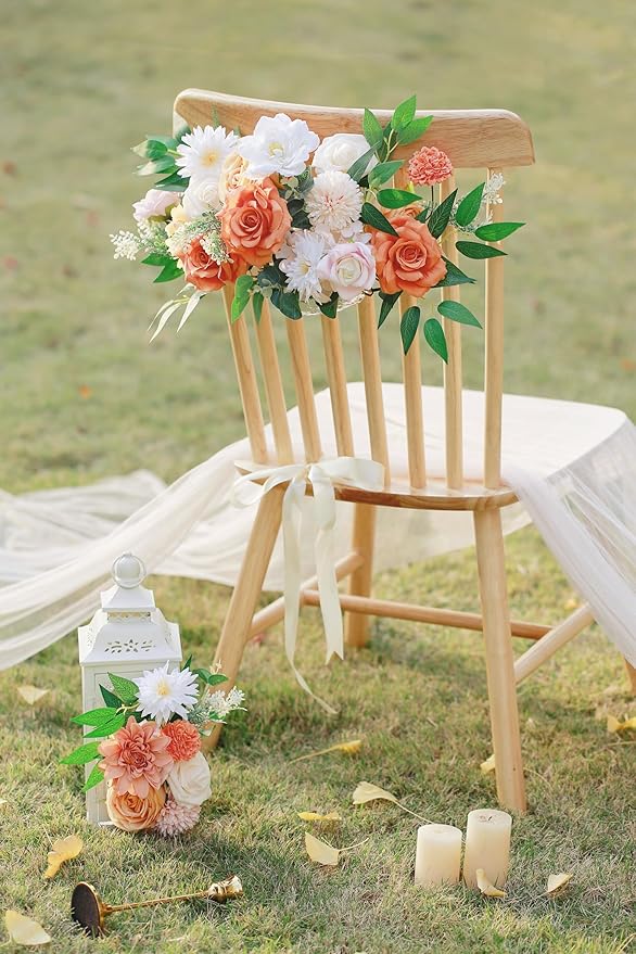 MISSPIN Artificial Flowers DIY Box Set Fake Roses Bouquet Bridal Wedding Flowers Colorful Centerpiece Table Decorations Boho Faux Floral with Stems Arrangements for Cake Home Party Indoor Outdoor