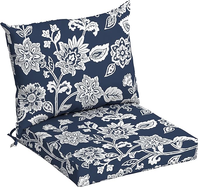 Arden Outdoor Dining Chair Cushion, 21 x 21, Rain-Proof, Fade Resistant 21 x 21, Sapphire Blue Ashland Jacobean