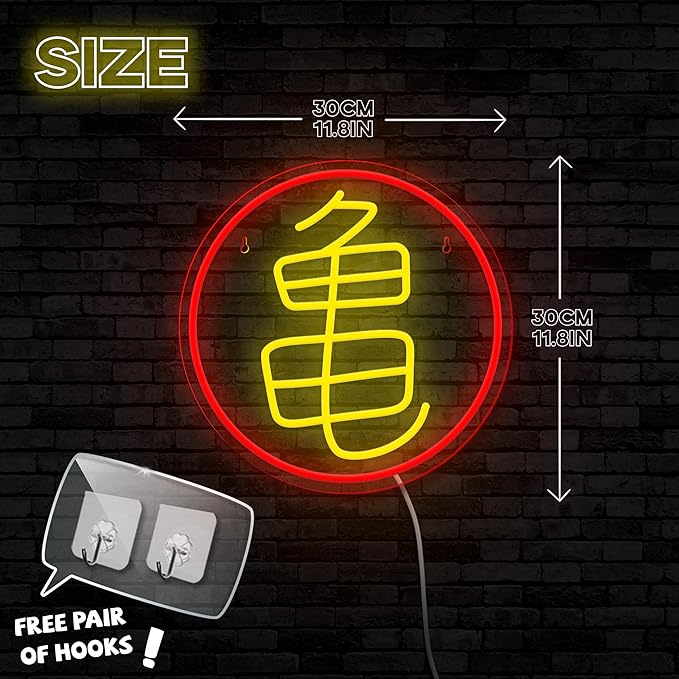Anime 龟 Neon Sign for Wall Decor, Japanese Anime LED Sign Light,USB Powered Dimmable Neon Night Light for Man Cave, Bedroom, Game Room, Bar, Pub, Unique Gift for Anime Lovers