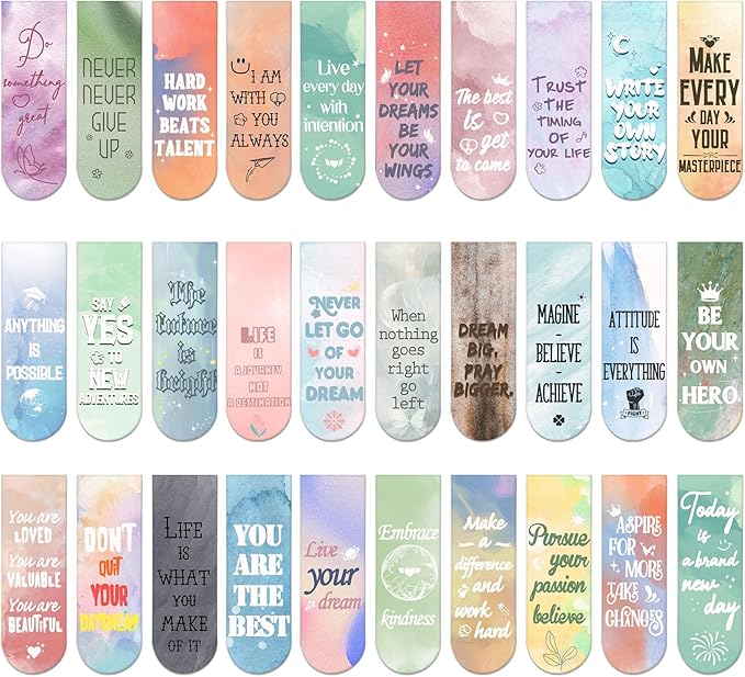 Magnetic 30PCS Cute Magnet Bookmark Clips for Women, Men, Kids & Teachers - Graduation Inspirational Bookmarks