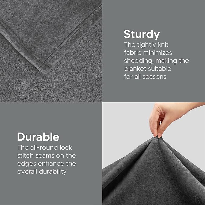 Utopia Bedding Grey 300GSM Fleece Blanket (King Size - 90x102 Inch) Luxury Soft Bed Blanket (Bulk Pack of 9)
