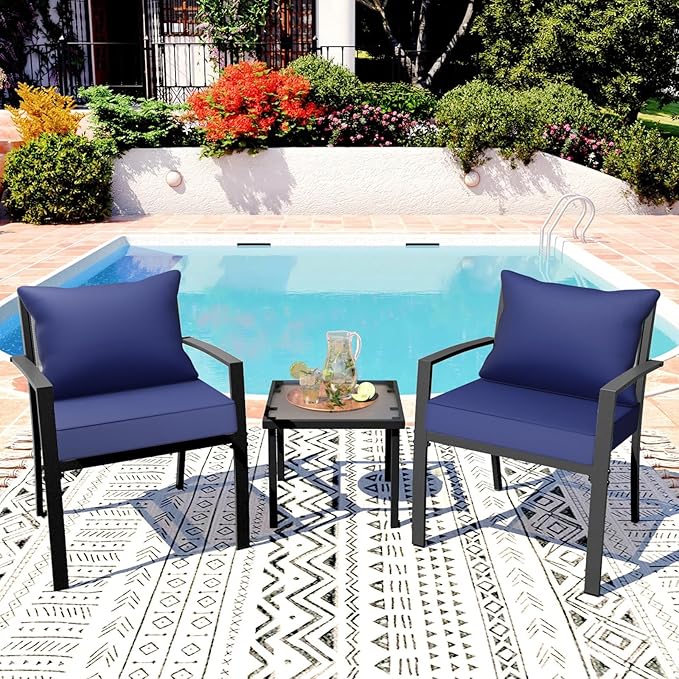Outdoor Chair Cushion Set 22 x 22 Inch Waterproof Fade Resistant Patio Furniture Cushions with Handle and Adjustable Straps Back Seat Cushions for Wicker Seat and Couch