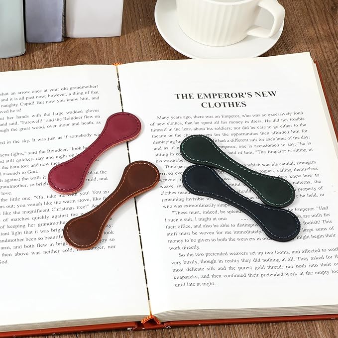 4PCS Magnetic Leather Bookmark, Personalized Vintage Magnetic Bookmarks, Convenient Mark Clip Custom Simple Style Handmade Page Markers Leather Magnetic Bookmarks for Reading