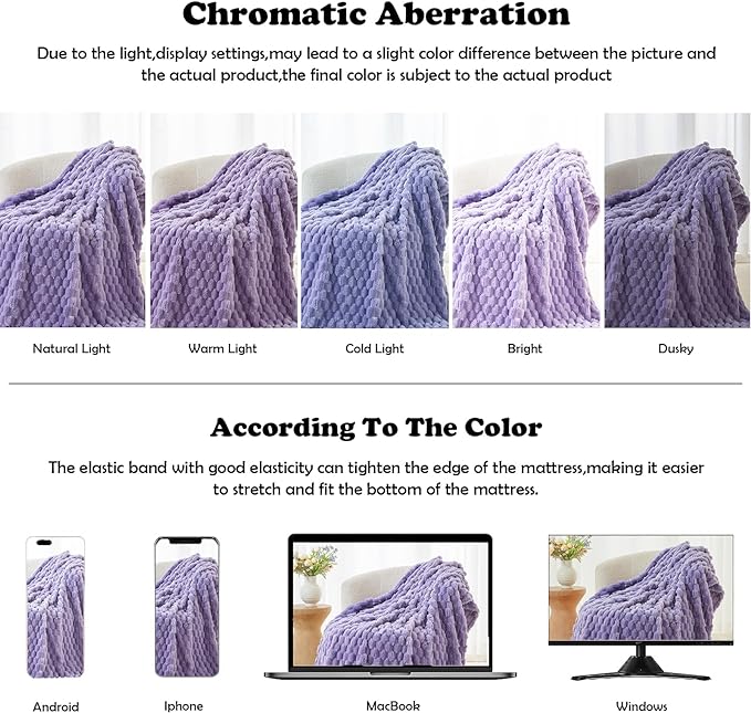 NEWCOSPLAY Super Soft Twin Blanket Lavender Premium Silky Flannel Fleece 3D Clouds Stylish Jacquard Lightweight Bed Blanket All Season Use 350GSM (Lavender, Twin(60"x80"))