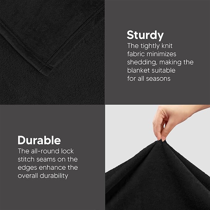 Utopia Bedding Fleece Blanket Throw Size Black 300 GSM Luxury Anti-Static Fuzzy Soft Microfiber Blanket for Couch, Sofa and Bed (60x50 Inch)