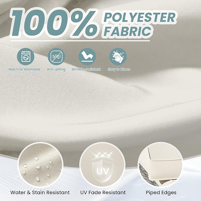 UDPATIO Outdoor Cushions for Patio Furniture Upgraded, Waterproof Patio Furniture Cushions Replacement, 4" Deep Seat Outdoor Sectional Cushions for 4-seat Patio Furniture Chair Sofa Couch, Cream