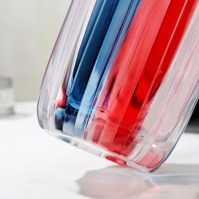 4th of July Decorations Christmas Glass Vase for Flowers Red White and Blue Modern Vase Bouquet 8.0" Patriotic Deco Fourth of July Decorations for Home Centerpieces,Holiday Party,Office