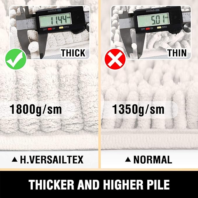 H.VERSAILTEX Bathroom Rugs Bath Mats Non Slip Chenille Bathroom Runner Rug 24x47 Extra Soft and Absorbent Shaggy Rugs Washable Dry Fast Plush Area Carpet Mats for Bath Room, Tub - Ivory