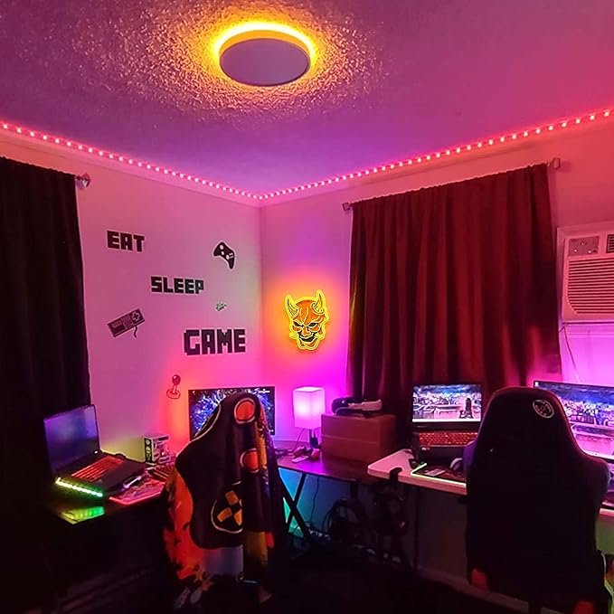 Hannya Mask Neon Sign for Game Room, Tattoo Shop, Tattoo Studio Decor LED Anime Neon Light Cool Room Accessory Japanese Demon Evil Spirit Hannya Sign