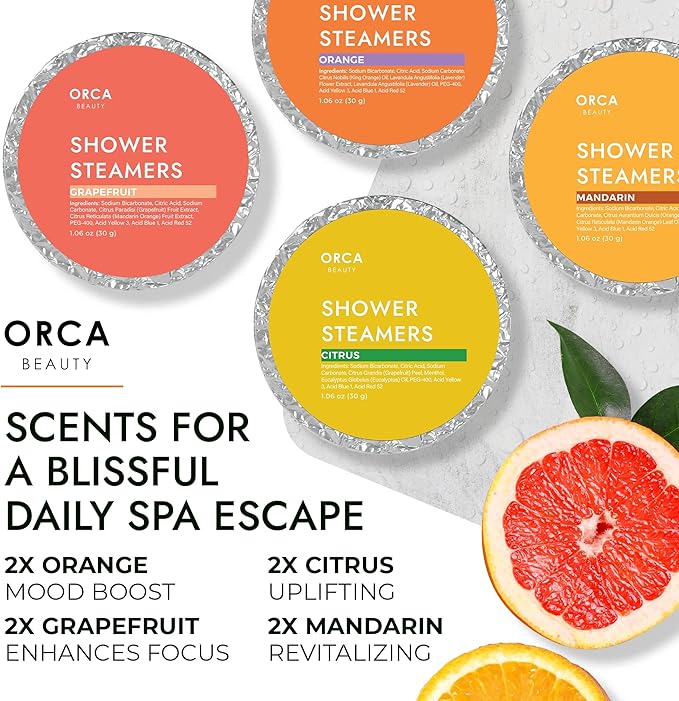 Shower Steamers Aromatherapy - Relaxation Gifts for Women, Shower Bombs, Unique Spa Gifts Shower Tablets, Stocking Stuffers for Women & Men (Citrus Scent 8PC)