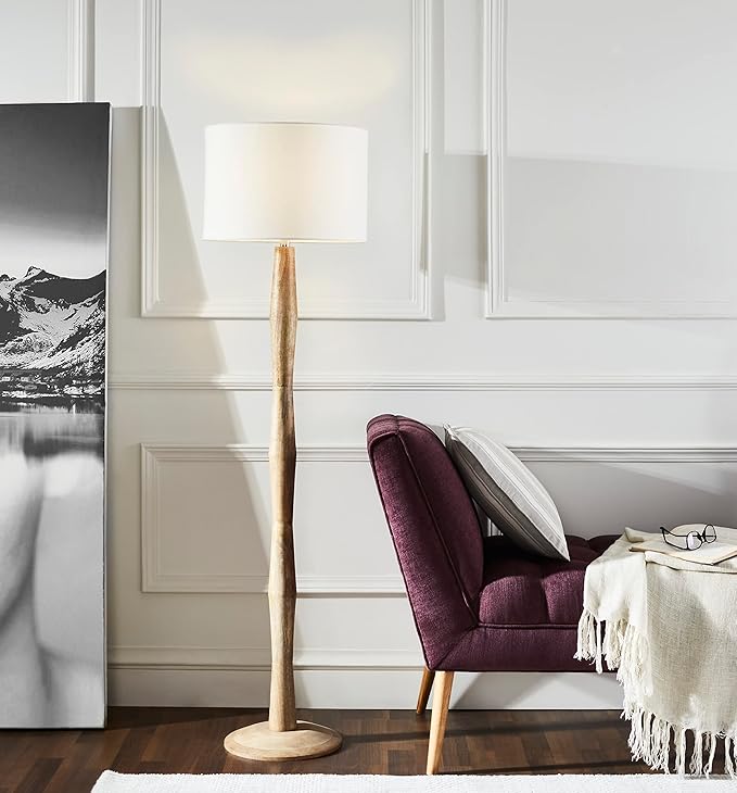 SAFAVIEH Lighting Collection Brodie Farmhouse Coastal Natural Wood 60-inch Floor Lamp (LED Bulb Included)
