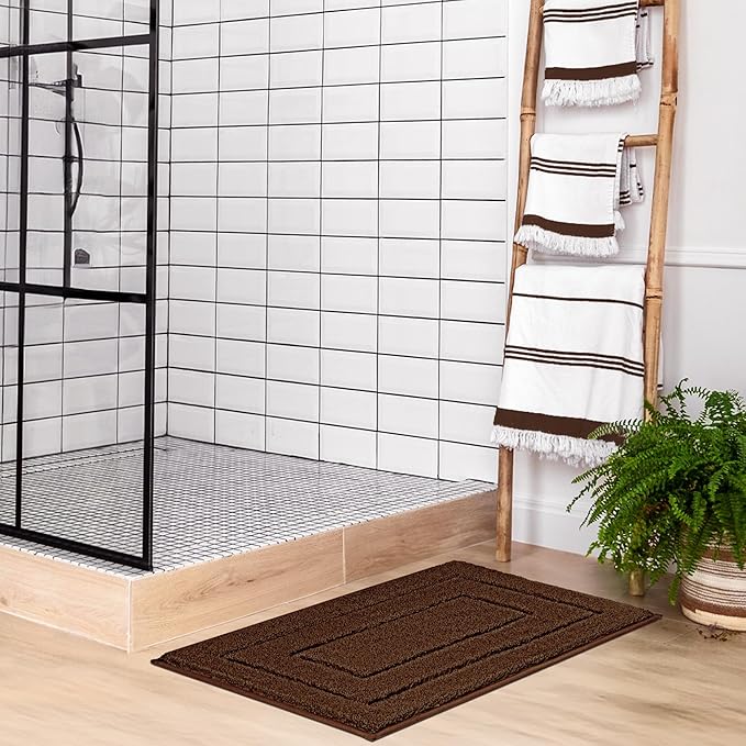 GRANNY SAYS Bathroom Rugs Non Slip 36" x 24", Bath Mats for Bathroom, Super Soft and Water Absorbent, Microfiber Washable Bath Rugs for Shower Room Floor, Tub, Brown