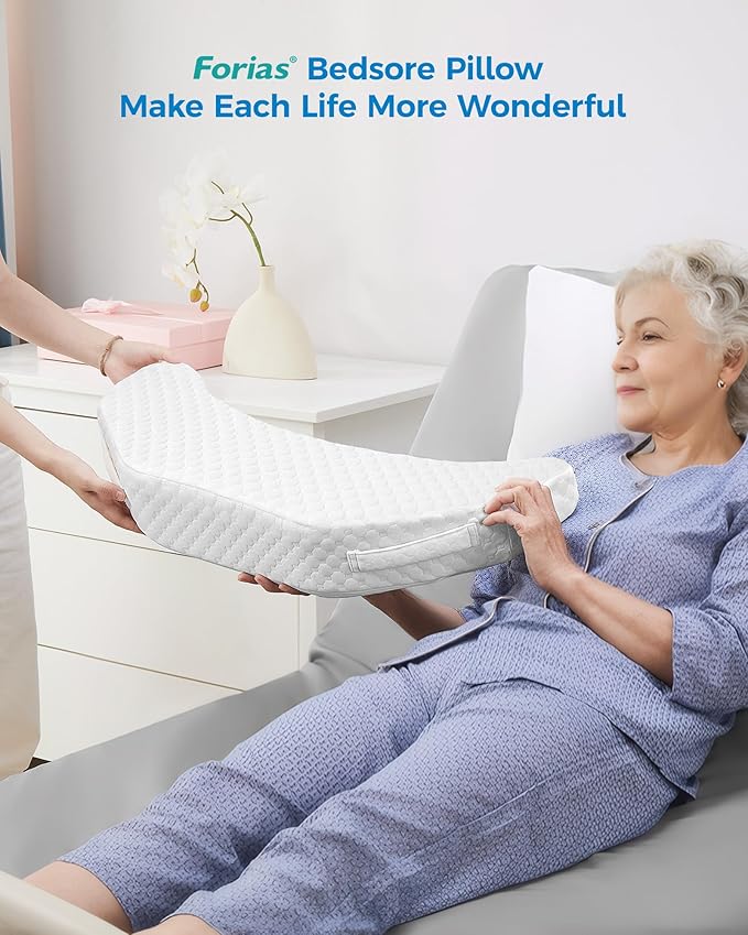 Forias Bedsore Pillow Positioning Wedge for Bedsore Prevention and Faster Recovery, Bedsore Pressure Relief Pillow for Side Sleeping, Back Pain, After Surgery with 3 Non-Slip Pillowcases