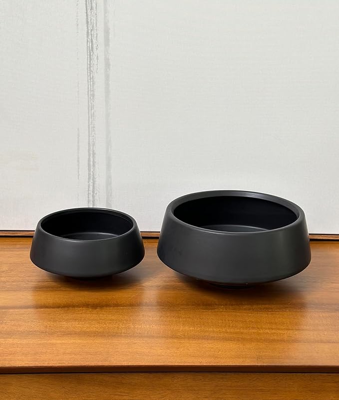 Admired by Nature Set of 6.5" & 9.5" Ceramic Flower Planters, Ceramic Pot Planter, Plant Pots Indoor Ceramic, Houseplant Ceramic Pot, Decorative Planter for Indoor Succulent Plant Home Décor, Black