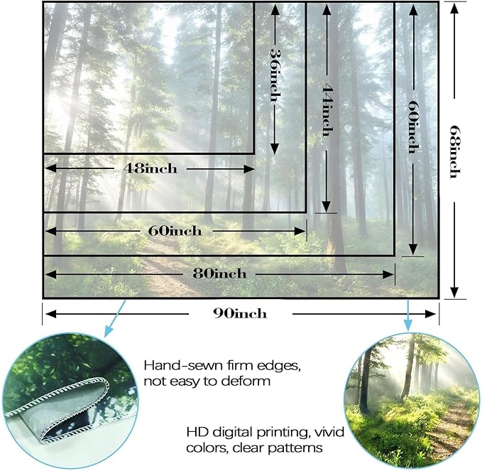 Lunerfex Tyndall Effect Forest Tapestry - Sunlight Streaming Through Trees Wall Hanging for Bedroom and Living Room Decor - Nature Tree2 7090 Inches