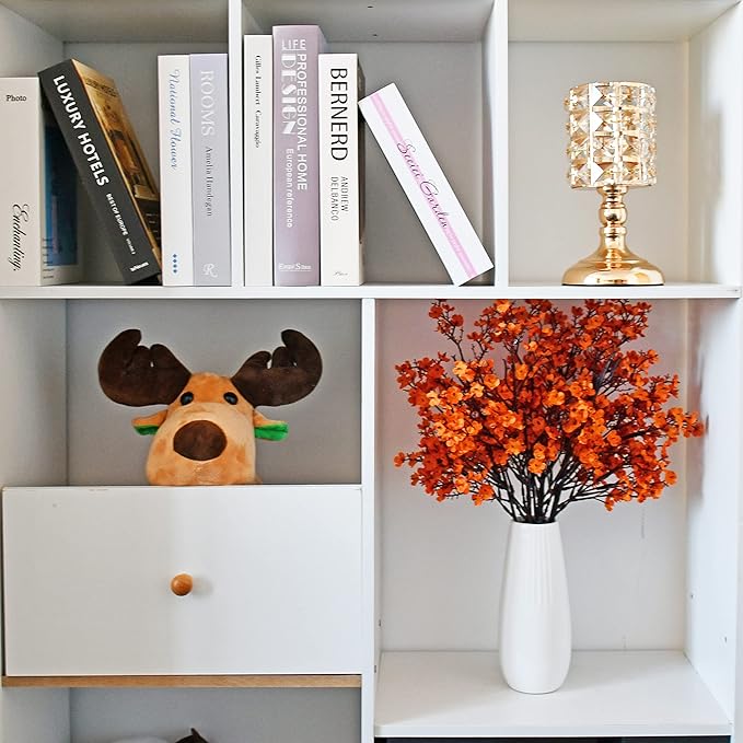 Mandy's Orange Artificial Baby’s Breath Flowers 6 Bundles Silk Gypsophila with Bendable Stems for Fall Centerpiece Wedding Decor and Table Arrangements