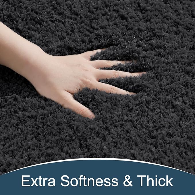 AROGAN Luxury Long Bathroom Runner Rug, 24x60 Inch Thick Soft and Absorbent Non Slip Bath Mat, Rubber Backing Quick Dry Rugs Carpets, Machine Washable Plush Mats for Shower Floor, Deep Grey