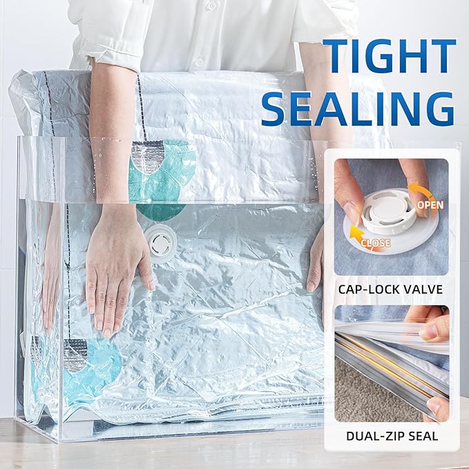 TAILI 8 Pack Vacuum Storage Bags for Comforter and Blankets, Jumbo Vacuum Seal Bags for Bedding 40x31 Inch, Space Saver Bags for Clothes, Pillows, Saving More Closet Space