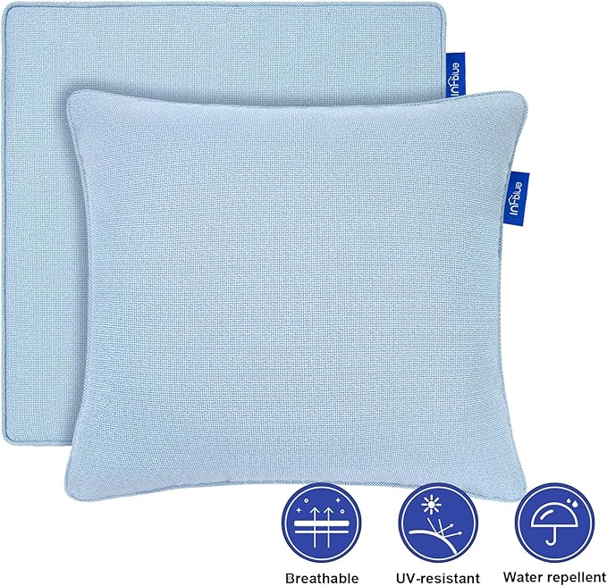 Outdoor Loveseat Cushion Set 44'' x 24'', Outdoor Cushions for Patio Furniture with Fastness Cover, Water Repellent Outdoor Seat Cushion and Couch Back Cushions for Bench, and Swing (Light Blue)