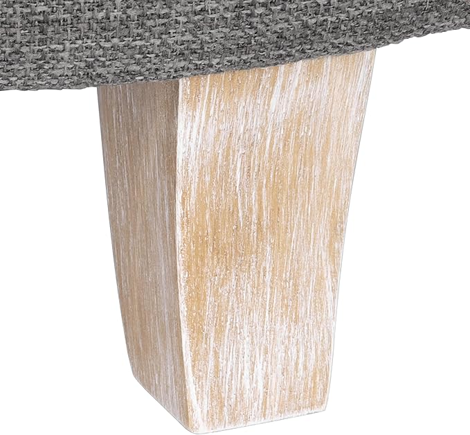 HomePop Upholstered Round Storage Ottoman Home Décor|Upholstered Round Foot Rest Ottoman -Gray Woven