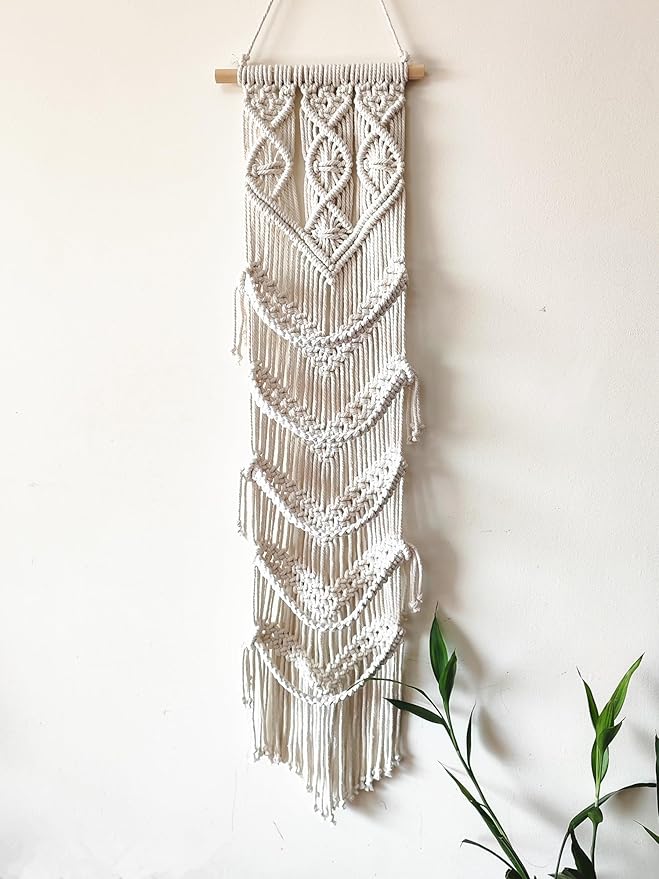 Macrame Cap Holder, Boho Hats organizer for baseball Caps, Hat Rack for Wall Hanging Decoration, Cap Rack for collection Display, Handmade Cap Hanger Storage Organizer (Five hats)
