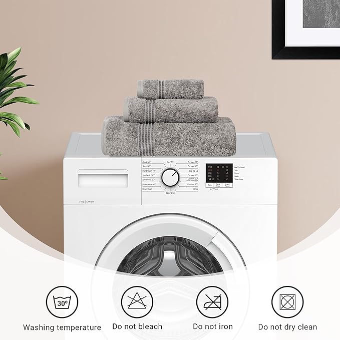 Superior Egyptian Cotton 8-Piece Towel Set, Assorted Towels for Home Bathroom, Master, Guest Bath, Decor Essentials, Includes 2 Bath, 2 Hand, 4 Face Towels/Washcloths, Quick Dry, Absorbent, Charcoal