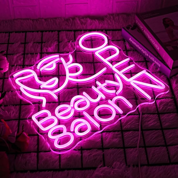 Beauty Salon Open Neon Sign Salon Neon Light Beauty Salon Led Light Open Neon Light Up Sign for Beauty Salon Nails Studio Hairdressing Shop Barber Shop Dressing Room Decoration
