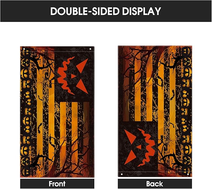 AVOIN colorlife Stripes Halloween Flag 3x5 FT Double Sided, Jack O Lantern Large House Flag Party Yard Outdoor Decoration
