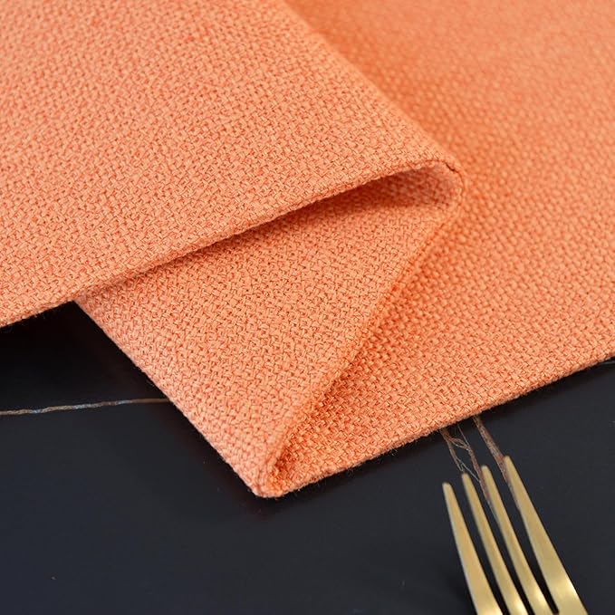 4 Piece 12 x 18 inch Soft Faux Linen Place Mats Heat Resistant Dining Table Place Mats Cloth Kitchen Table Mats 12x18 Orange