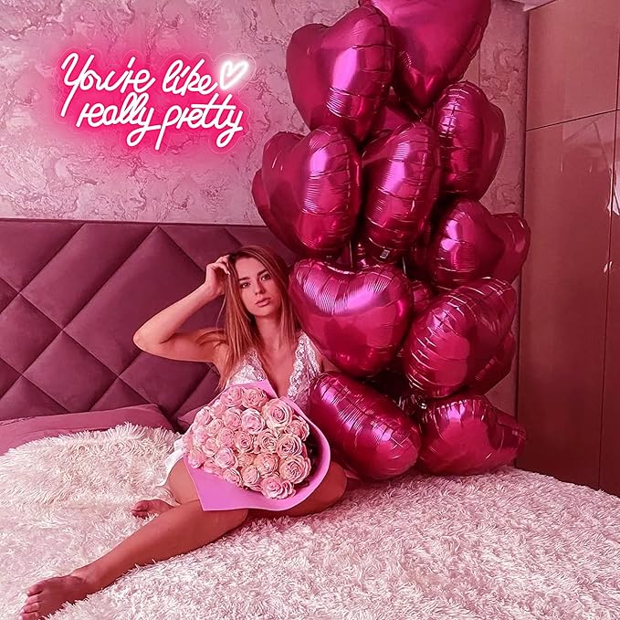 You're Like Really Pretty Neon Signs for Wall Decor,Aesthetic Pink Led Neon Light for Bedroom,Beauty Salon,Bar,Party & Gift,Pink Dimmable Led Light Sign for Girls & Women