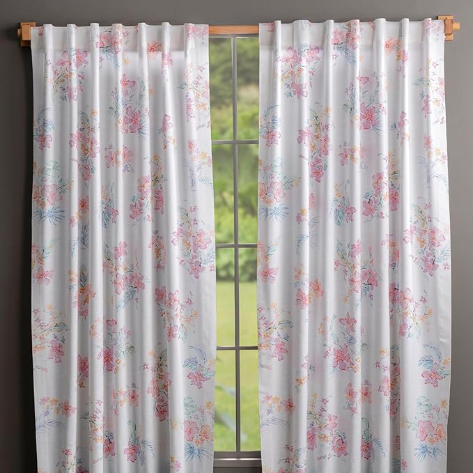 Maison d' Hermine Curtains for Living Room 100% Cotton 96 inch Length Two Panels Light Filtering Curtains for Bedroom Windows with Rod and Loop Pockets Drapes (Paradise Island, 50" W x 96" L)