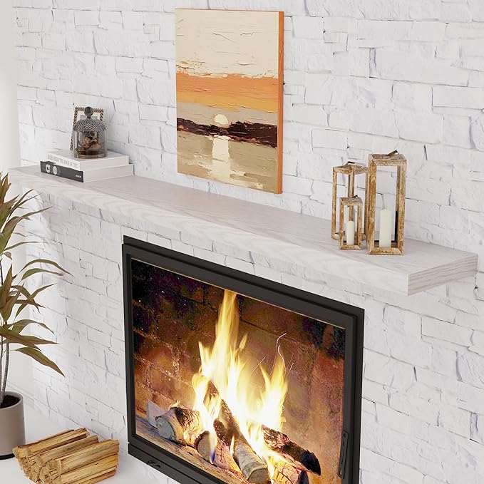 Brich Floating Shelves 72 Inch Long, 9.3" Deep Shelves Wall Mounted, 72"x9.3" Fireplace Mantel, Deep Storage Shelves for Home & Office, Rustic Large TV Stand - 9.3" D x 72" W x 1.5" H, 1 Pack