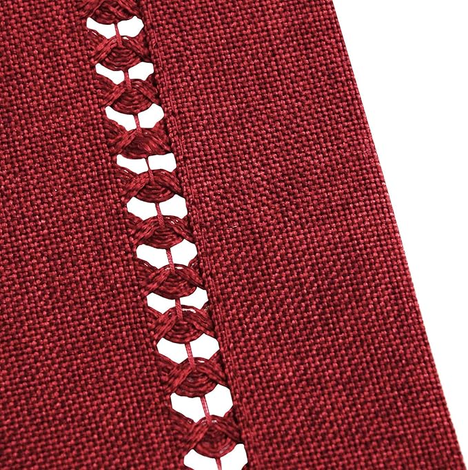 Grelucgo Handcrafted Solid Color Dining Table Runner, Dresser Scarf, Double-Hemstitched (Burgundy, 14 x 60)