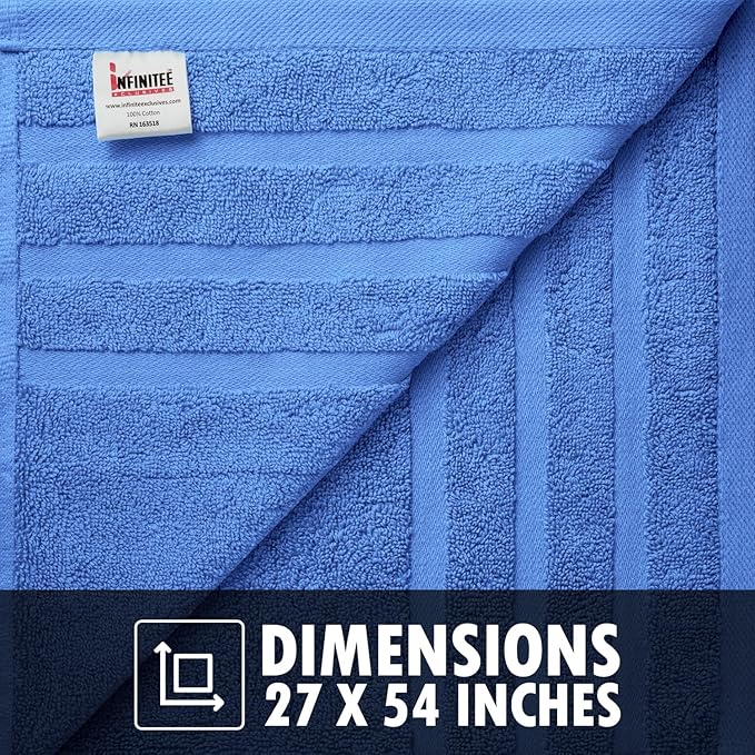 Infinitee Xclusives 100% Cotton Luxury Bath Towels Set of 2 (27x54 Inches), Soft, Absorbent, Quick Dry, Perfect Towels for Bathroom, Gym, Spa & Hotel |Eloquent Blue|