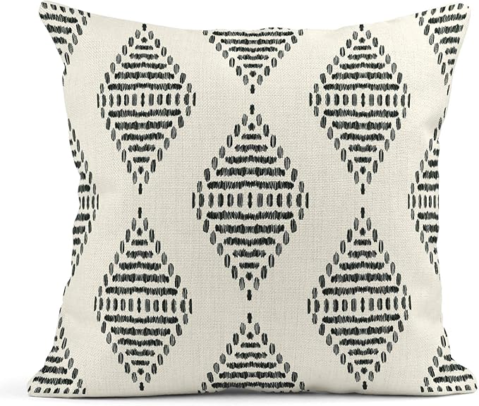ArtSocket Set of 4 Throw Pillow Covers Ikat Tribal and Boho Bohemian Black Ethnic Herringbone for Ideas Decor Linen Outdoor Pillow Cases Home Decorative Square 18x18 Inches Pillowcases