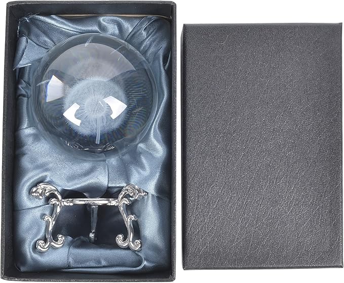 Crystal Ball Glass Globe Decor - Crystal Sphere with Stand & Gift Box, Clear Decorative Crystal Globe, 3D Crystal Ball for Home Decor Photography, Gazing Divination Fengshui Meditation, 2.3 inch/60mm