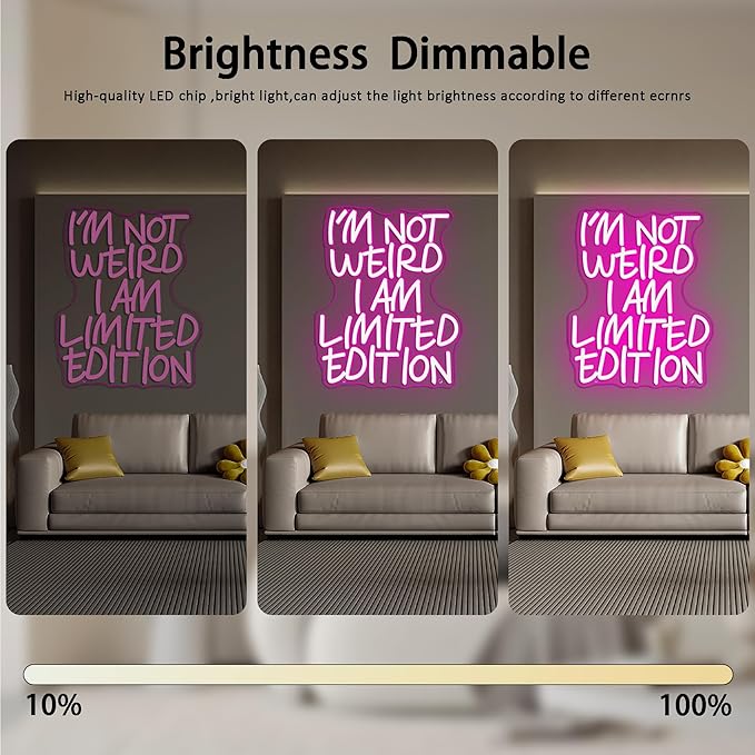 I'm Not Weird, I'm Limited Edition LED Neon Sign, Dimmable Funny Pink Inspirational Quote Neon Light Signs, Pop Art Preppy Wall Art for Bedroom Man Cave Game Room Wall Decor(12.7 * 15.7in)