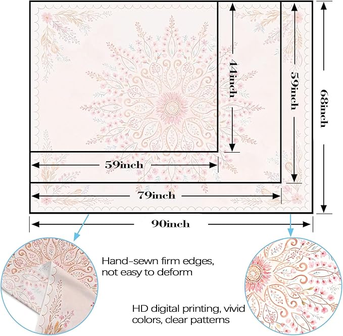 Lunerfex Floral Mandala Tapestry Boho Tapestry for Bedroom Pink Tapestries Wall Hanging Living Room Wall Art and Home Decor 60x80