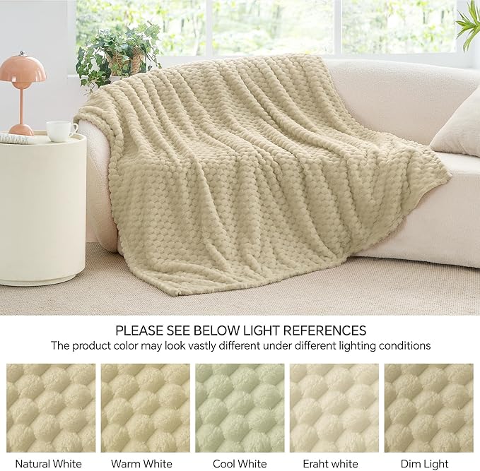 BEDELITE Fleece Throw Blanket for Couch & Bed - 3D Jacquard Decorative Almond Blanket, Super Soft and Cozy Warm Fuzzy Blanket All Seasons Suitable, 50x60Inches