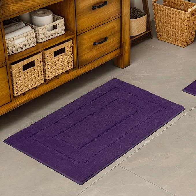 GRANNY SAYS Bathroom Rugs Non Slip Washable, Soft Bath Mats for Bathroom, 16" x 24", Super Absorbent Bath Mat Small Rug, Shaggy Shower Room Floor Mat, Tub, Purple