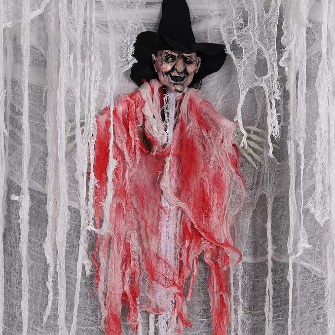 ZYP 410 x 80 Halloween Creepy Cloth White Spooky Fabric Gauze Spooky Giant Cheese Cloth for Halloween Party Supplies Decorations