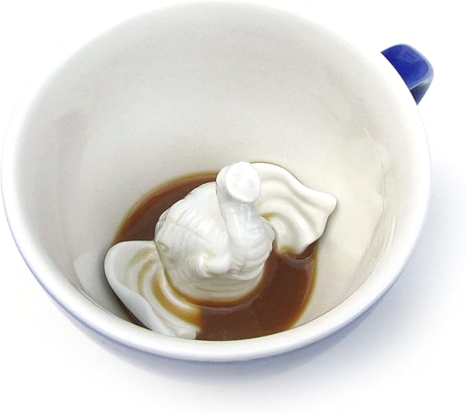 creature cups Elephant Ceramic Cup (11 Ounce, Cobalt Blue) - Hidden Animal Inside - Holiday and Birthday Gift for Coffee & Tea Lovers