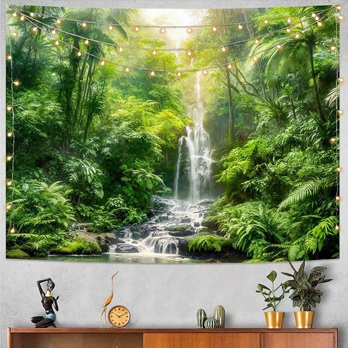 Kanuyee Forest Tapestry Green Landscape Wall Tapestry, Nature tapestries for Bedroom Ceiling Tapestries Wall Hanging for Bedroom Living Room Wall Decor Forest-1 44"x60"