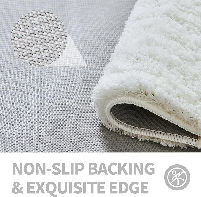 CozeCube White Bathroom Rug 24" x 16", Bath mats for Bathroom Non Slip, Ultra Soft Bath Rugs Washable, Plush Microfiber Area Rugs for Bedroom