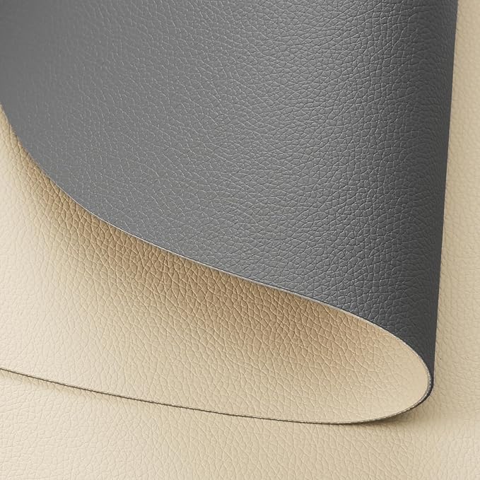 Myir JUN Placemats, Dual-Sided Placemats Waterproof Faux Leather Placemats Set of 6 Place Mats and Coasters Non-Slip Washable Table Mats for Dining Table (Gray Wheat, Set of 6)
