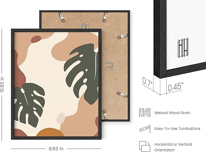 HAUS AND HUES Boho Prints Neutral Wall Art - Set of 6 Boho Art Prints Mid Century Modern Wall Art | Bohemian Artwork for Wall Aesthetic Decor (Black Framed) (8x10)