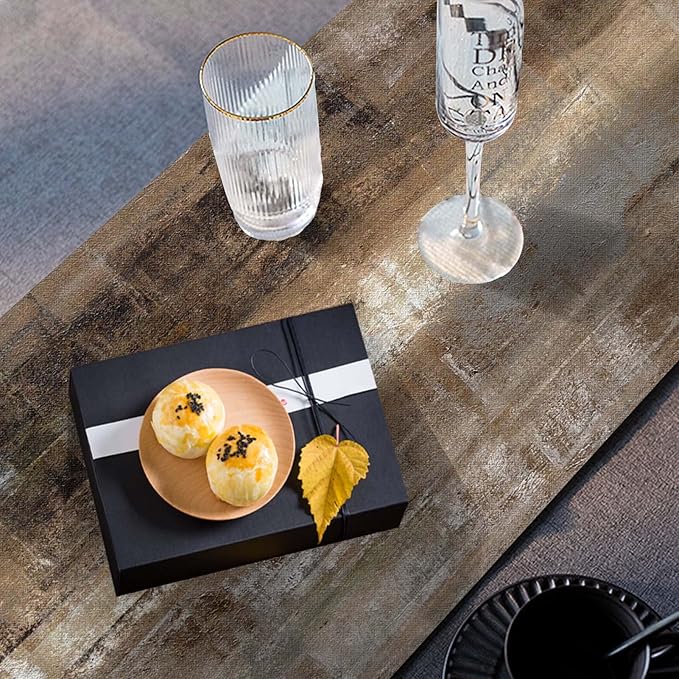 Mcalk Dark Brown Table Runner and Placemats Set of 6 Pieces, Brown Placemat, Cloth Place Mats Indoor for Kitchen, Washable Abstract Placemats Linen Material for Dining Table